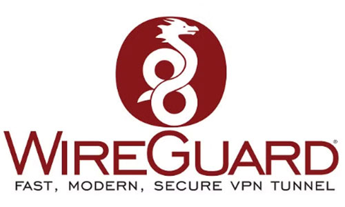 "WireGuard logo featuring a stylized dragon in a red circle, with 'WireGuard' text and the tagline 'FAST, MODERN, SECURE VPN TUNNEL' beneath.