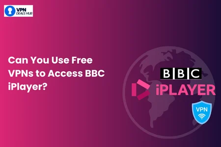 BBC iPlayer logo with VPN icon asking if free VPNs can be used to access BBC iPlayer abroad.
