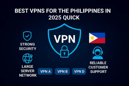 nfographic listing top VPNs for the Philippines in 2025, featuring a central VPN shield, Philippine flag, and quick-pick buttons for recommended providers." If you want a version with keyword-rich phrasing for blog SEO or product listings, I can tweak it further. Just say the word.