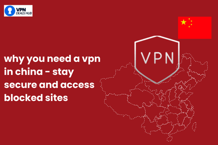 VPN security illustration with China map and flag explaining why you need a VPN in China to stay secure and access blocked websites.